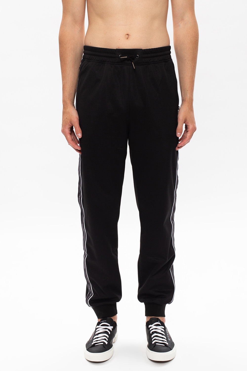 SchaferandweinerShops GB stripe sweatpants Givenchy Side Givenchy textured logo stripe leggings